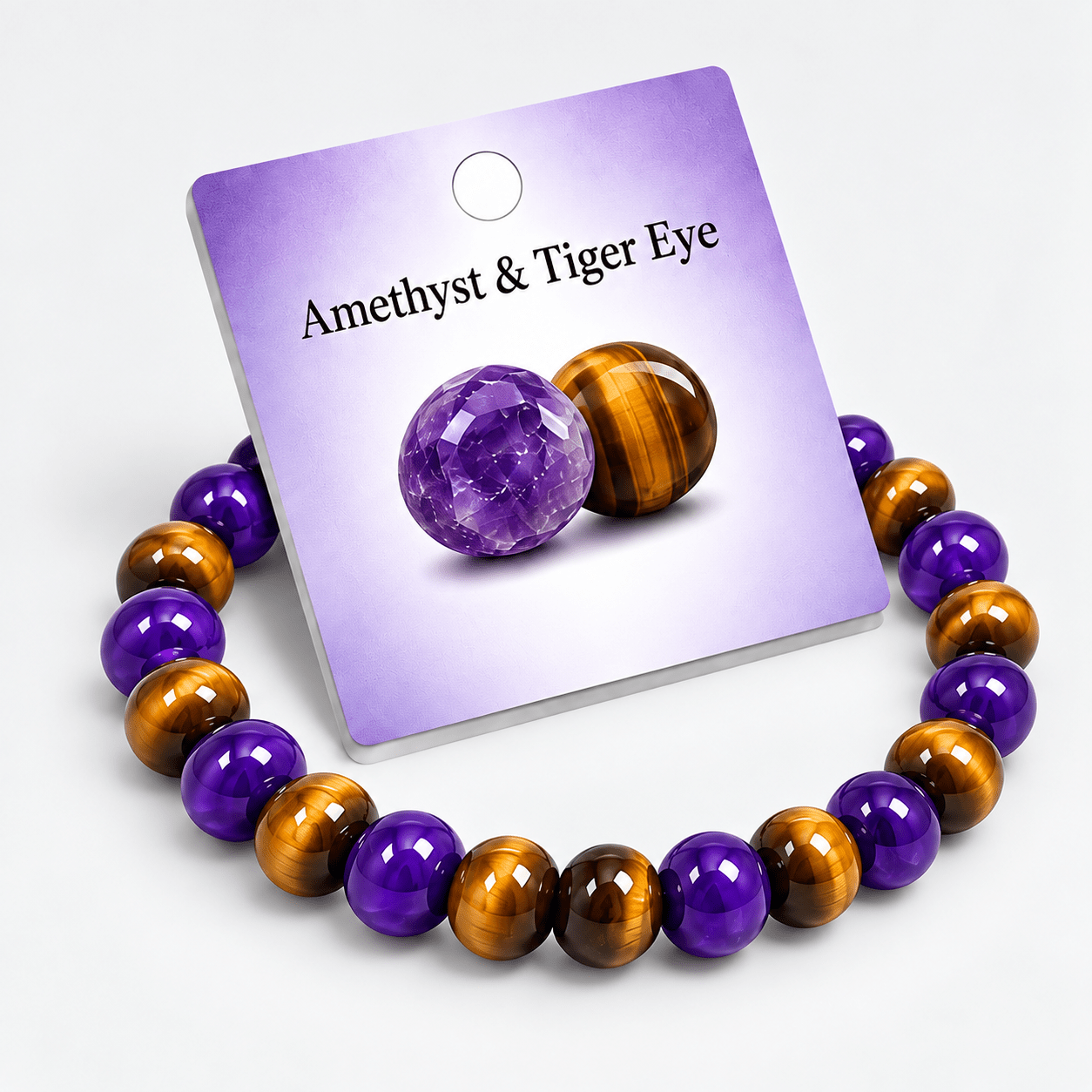 4pcs Natural Tiger Eye Wealth Bracelet Set, Unisex